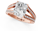 Rose gold Radiant Cut Split Shank Pave Diamond Ring with Four-Prong Setting_47
