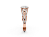 Rose gold Radiant Cut Split Shank Pave Diamond Ring with Four-Prong Setting_48
