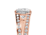 Rose gold Radiant Cut Split Shank Pave Diamond Ring with Four-Prong Setting_51