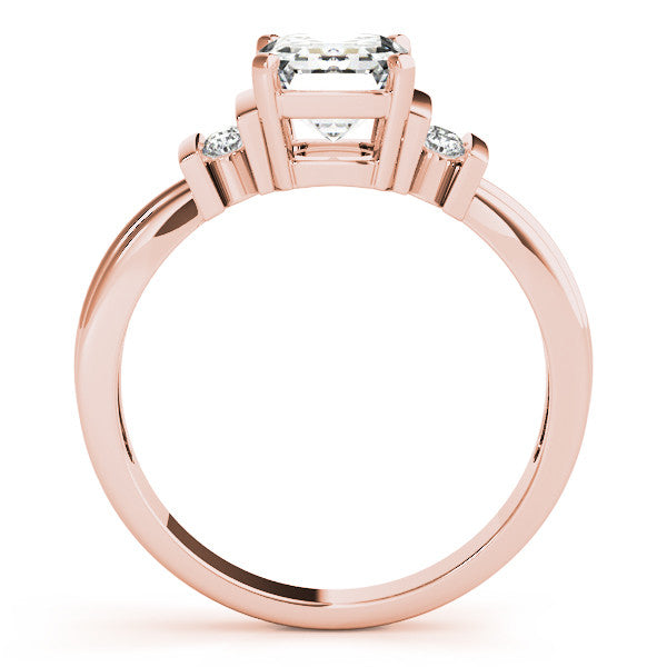 Rose gold Radiant Cut Three-Stone Channel Set Ring with Bar Prongs 1
