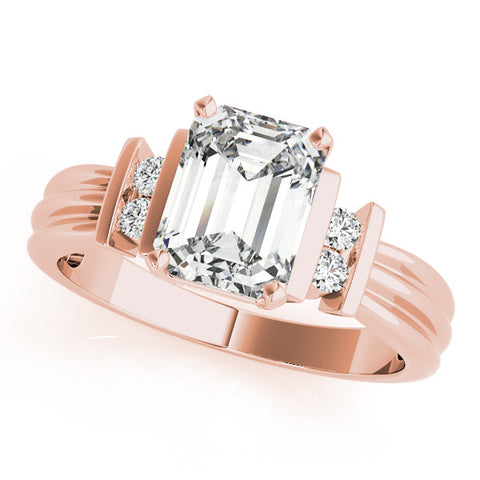 Rose gold Radiant Cut Three-Stone Channel Set Ring with Bar Prongs 2
