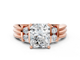 Rose gold Radiant Cut Three-Stone Channel Set Ring with Bar Prongs_61