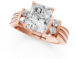 Rose gold Radiant Cut Three-Stone Channel Set Ring with Bar Prongs_62