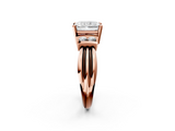 Rose gold Radiant Cut Three-Stone Channel Set Ring with Bar Prongs_63