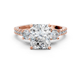 Rose gold Radiant Cut Three-Stone Diamond Pavé Band with Prong Setting_23