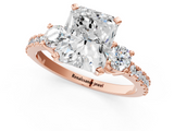 Rose gold Radiant Cut Three-Stone Diamond Pavé Band with Prong Setting_24