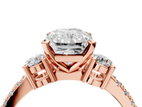 Rose gold Radiant Cut Three-Stone Diamond Pavé Band with Prong Setting_27