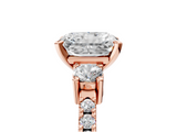 Rose gold Radiant Cut Three-Stone Diamond Pavé Band with Prong Setting_28