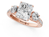 Rose gold Radiant Cut Three-Stone Diamond Pave Band with Prong Setting_86