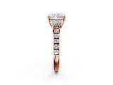 Rose gold Radiant Cut Three-Stone Diamond Pave Band with Prong Setting_87