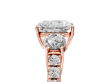 Rose gold Radiant Cut Three-Stone Diamond Pave Band with Prong Setting_90