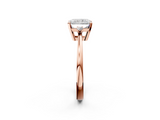 Rose gold Radiant Cut Three-Stone Solitaire Ring with Round Accent Diamonds and Four-Prong Setting_34