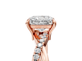 Rose gold Radiant Cut Twist Band Solitaire Diamond Ring with Pavé Setting_20