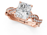 Rose gold Radiant Cut Twisted Pavé Band Solitaire Ring with Four-Prong Setting_114