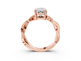 Rose gold Radiant Cut Twisted Pavé Band Solitaire Ring with Four-Prong Setting_116