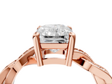 Rose gold Radiant Cut Twisted Pavé Band Solitaire Ring with Four-Prong Setting_117