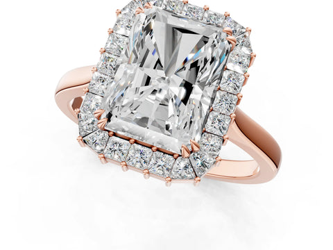 Rose gold Radiant Diamond Baguette Halo Engagement Ring_1