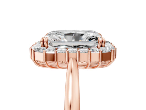 Rose gold Radiant Diamond Baguette Halo Engagement Ring_5