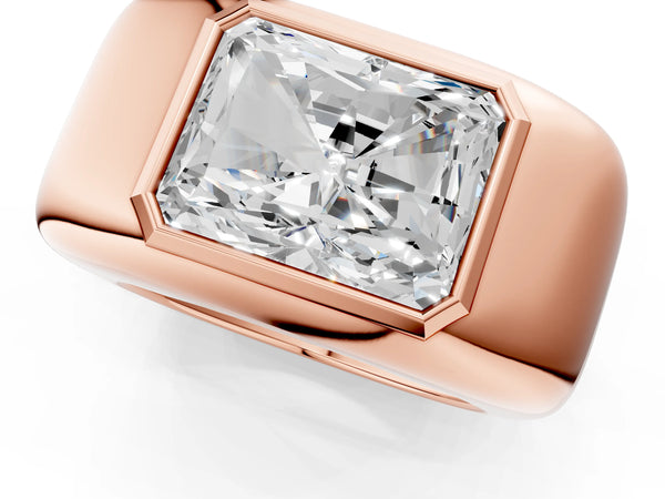 Rose gold Radiant Diamond Bezel Set Mens Ring