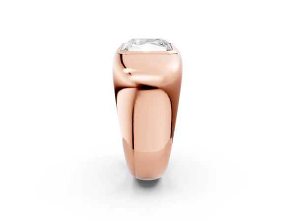 Rose gold Radiant Diamond Bezel Set Mens Ring