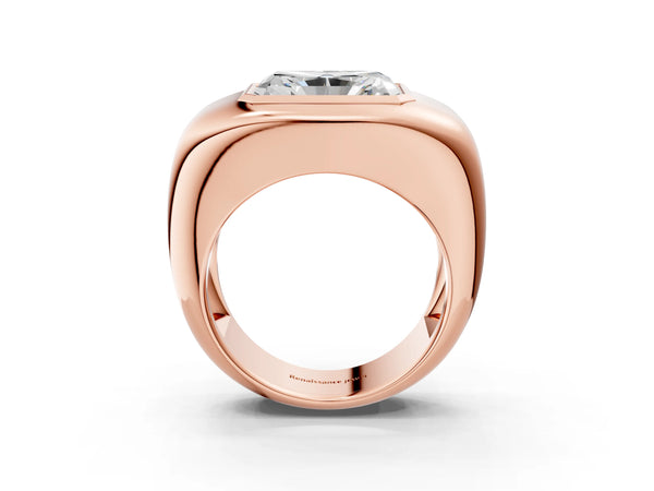 Rose gold Radiant Diamond Bezel Set Mens Ring