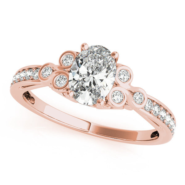 Rose gold Pear Diamond Bezel and Prong Setting with Pave Band