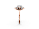 Rose gold Radiant Diamond Cluster Halo Ring with Solitaire Band and Four-Prong Setting_22