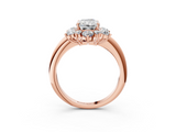 Rose gold Radiant Diamond Cluster Halo Ring with Solitaire Band and Four-Prong Setting_23
