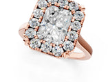 Rose gold Radiant Diamond Cluster Halo Solitaire with Four-Prong Setting_76
