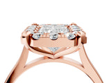 Rose gold Radiant Diamond Cluster Halo Solitaire with Four-Prong Setting_79