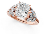 Rose gold Radiant Diamond Cluster Leaf Design Ring with Prong Setting_69