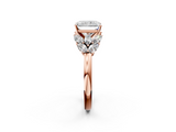 Rose gold Radiant Diamond Cluster Leaf Design Ring with Prong Setting_70