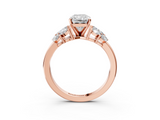Rose gold Radiant Diamond Cluster Leaf Design Ring with Prong Setting_71