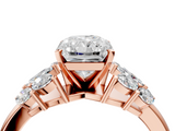 Rose gold Radiant Diamond Cluster Leaf Design Ring with Prong Setting_72
