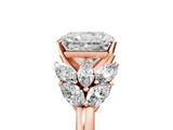 Rose gold Radiant Diamond Cluster Leaf Design Ring with Prong Setting_73