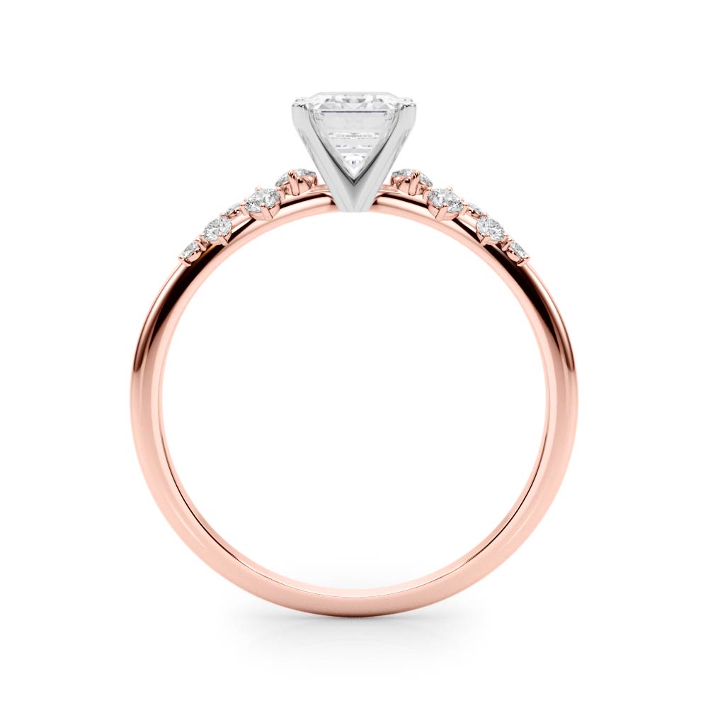 Rose gold Radiant Diamond Cluster Prong-Set Solitaire Ring 1