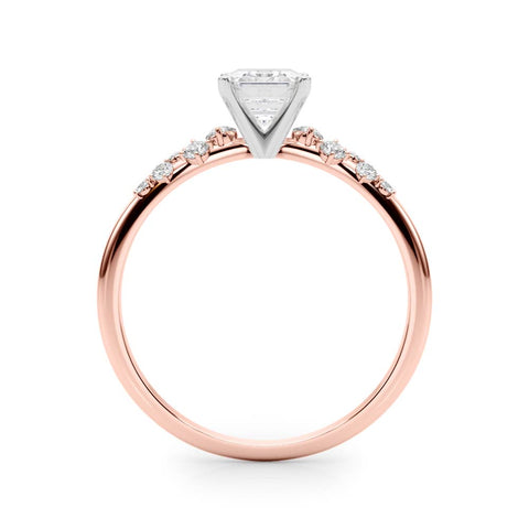 Rose gold Radiant Diamond Cluster Prong-Set Solitaire Ring 1