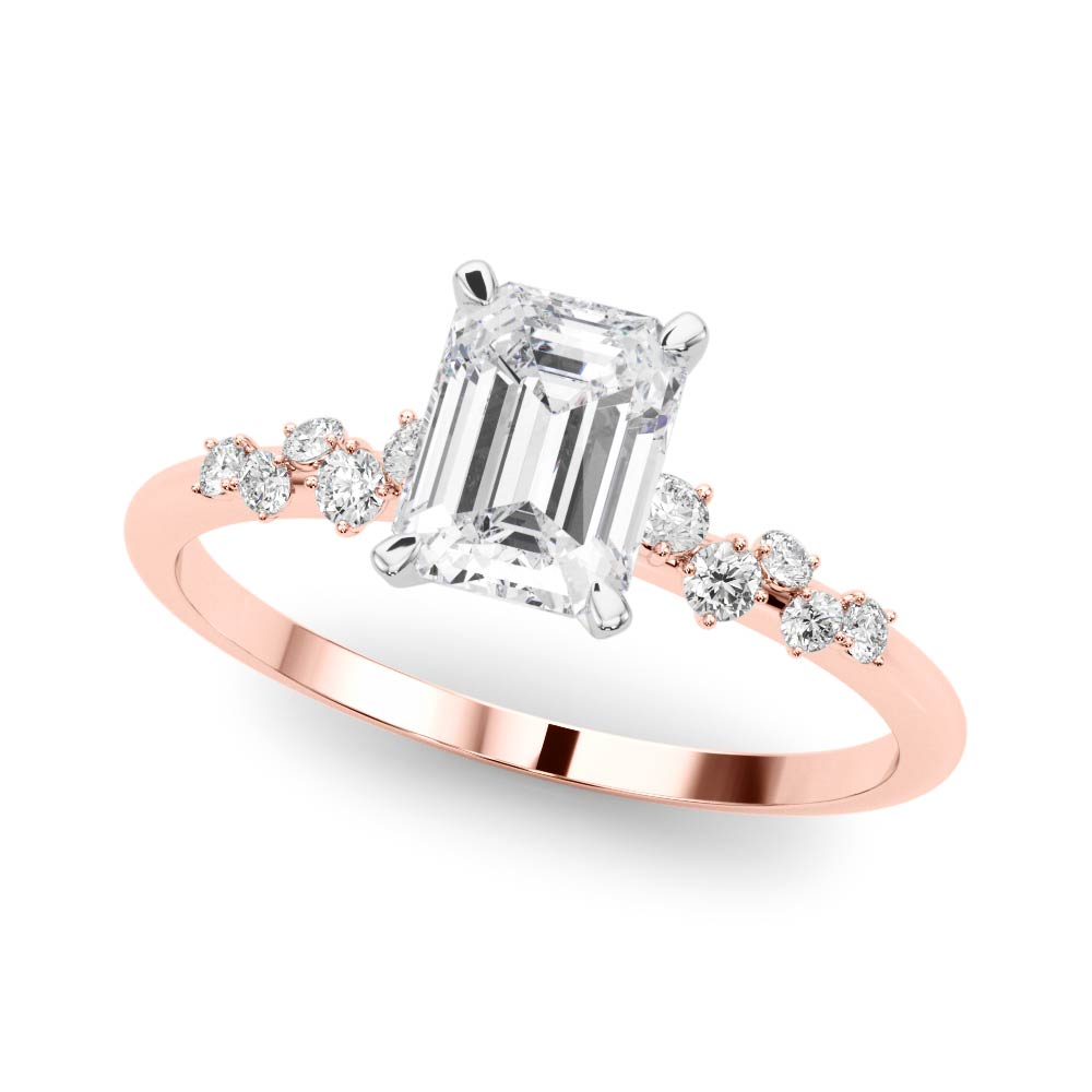 Rose gold Radiant Diamond Cluster Prong-Set Solitaire Ring 2