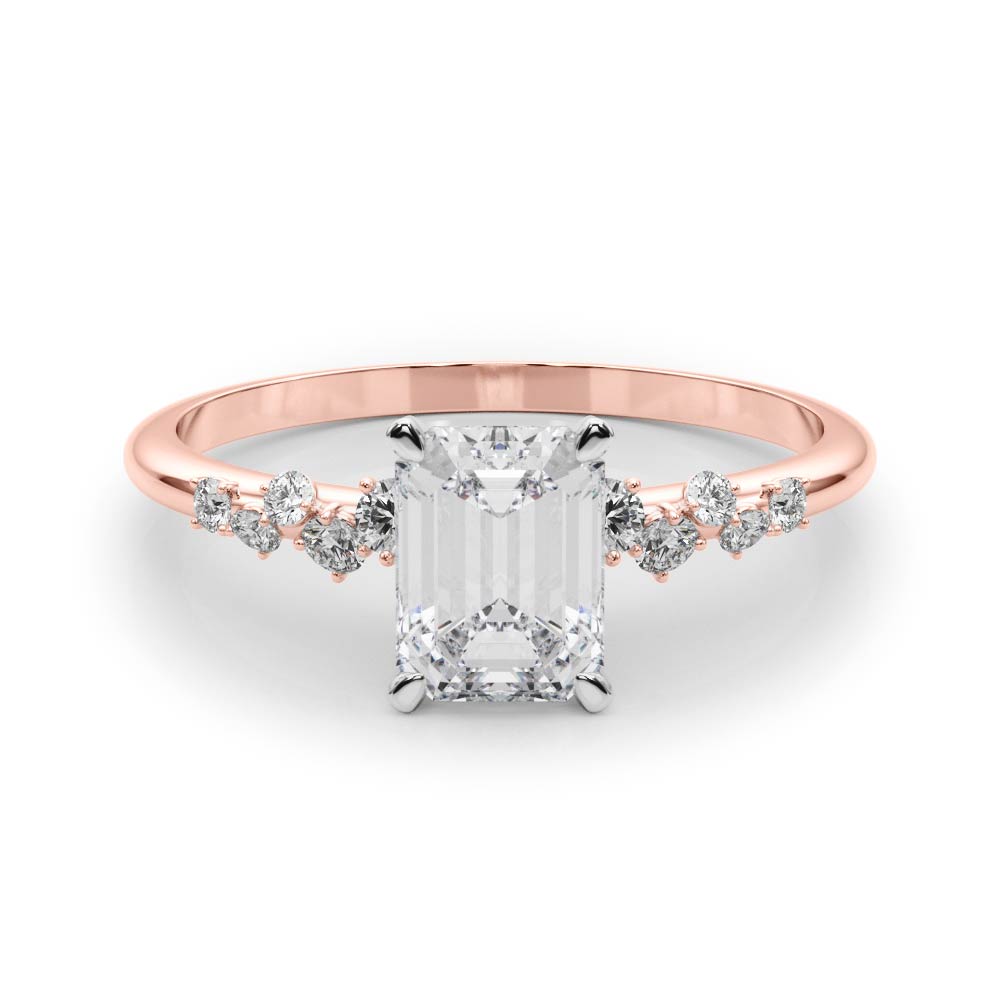Rose gold Radiant Diamond Cluster Prong-Set Solitaire Ring