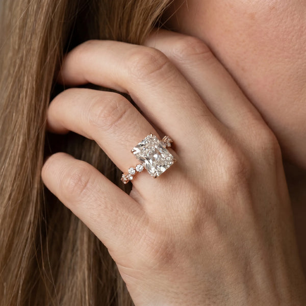 Rose gold Radiant Diamond Cluster Prong-Set Solitaire Ring