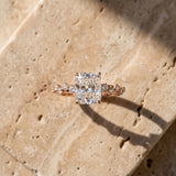 Rose gold Radiant Diamond Cluster Prong-Set Solitaire Ring_15