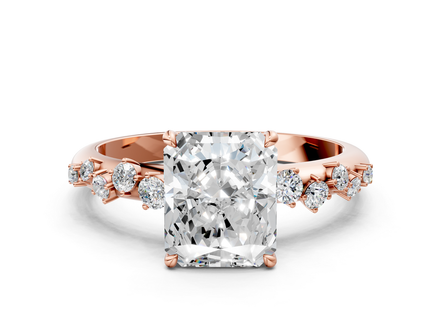 Rose gold Radiant Diamond Cluster Prong-Set Solitaire Ring