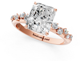 Rose gold Radiant Diamond Cluster Prong-Set Solitaire Ring_54