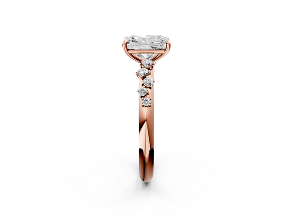 Rose gold Radiant Diamond Cluster Prong-Set Solitaire Ring