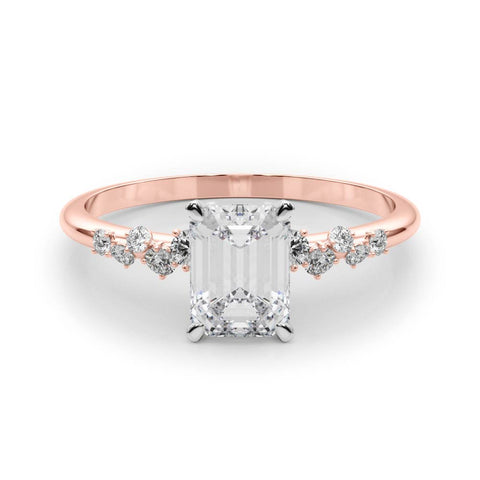 Rose gold Radiant Diamond Cluster Prong-Set Solitaire Ring