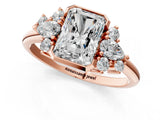 Rose gold Radiant Diamond Engagement Ring with Pear and Round Side Stones_1