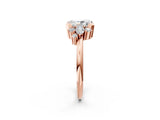 Rose gold Radiant Diamond Engagement Ring with Pear and Round Side Stones_2