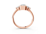 Rose gold Radiant Diamond Engagement Ring with Pear and Round Side Stones_3