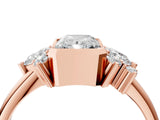 Rose gold Radiant Diamond Engagement Ring with Pear and Round Side Stones_4