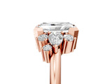 Rose gold Radiant Diamond Engagement Ring with Pear and Round Side Stones_5